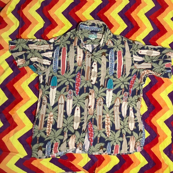 Vintage Reyn Spooner Hawaiian Floral Surfboard shirt Men XL Spun Rayon - Picture 1 of 4